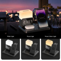Beli Sekarang 6 in 1 15W Wireless Charging Stand dengan Lampu Malam LED Jam,  Bracket Pengisian Daya Multi Perangkat untuk Ponsel Jam Tangan Earbuds