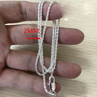 Chaîne de collier torsadée en argent plaqué 2MM, bijoux tendance XY-1210
