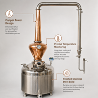 Equipo de Destilación de Alcohol Teve 200L para Whisky/Ron/Brandy, Destilador Continuo de Etanol para Uso Doméstico