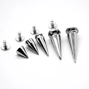 Punk Rivet Pointed Nail Gothic Style Button Alloy Silver Rivets Buckle Long Spikes For Clothes Crafts Leather Rivets