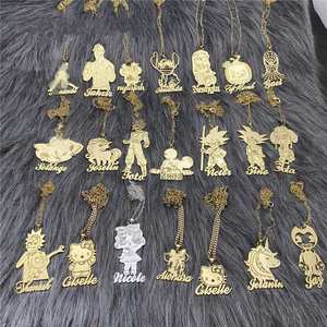 Stainless Steel Chain Pvd Coated Character Kids Cuban <b>Customize</b> Cartoon <b>Name</b> Plate <b>Necklaces</b> and Anklets Women Jewelry Pendant - Product Image 3