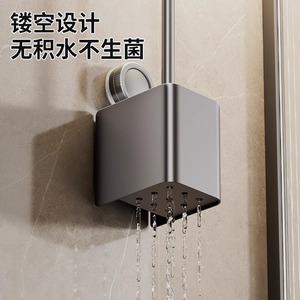 Support mural pour brosse de toilette, rectangulaire, gris poudre, minimaliste, facile à nettoyer, outil de nettoyage de salle de bain - Product Image 4