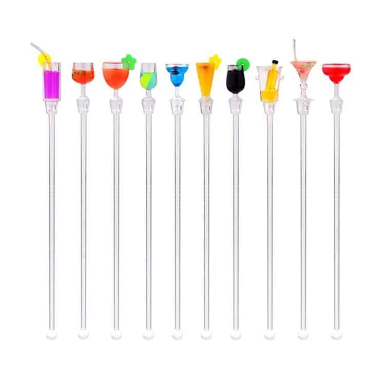 Cocktail Swizzle Stirrer Sticks Paquete de 10 agitadores de bebidas acrílicas