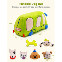 Jouet interactif pour chien en peluche couineur en forme de bus, jouet de confort pour bébé, jouet à mâcher durable pour petits et moyens chiens avec distributeur de friandises