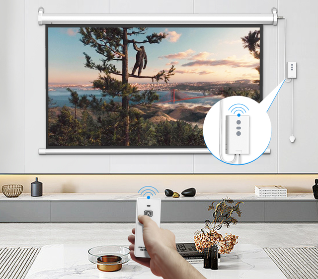100'' 120''60'' 84'' 72'' 150'' Electronic Projector 4K 16:9 Motorized Projection Screens Alr Matte White Projector Screen