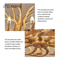 Lustre en résine grand format style américain avec bois de cerf pour projets hôteliers, salon et loft