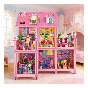 DIY <b>Plastic</b> Dollhouse Kit With Furniture Accessories Bedroom <b>Kitchen</b> Bathroom Balcony Creative Pretend <b>Play</b> Gift For Kids Girls - Product Image 6