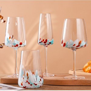 Fabricant de sets de verres à vin de <span class=keywords><strong>Bordeaux</strong></span> en verre de luxe grande capacité, verres à vin rouge en cristal avec motif de points colorés - Product Image 4