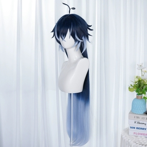 Pelucas de Cosplay de Genshin Impact al por Mayor, <span class=keywords><strong>Peluca</strong></span> Larga y Lisa de 85 cm, Teñida en Azul Degradado, <span class=keywords><strong>Peluca</strong></span> Sintética para Anime, Halloween y Fiestas - Product Image 2