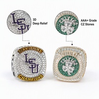 Bague de champion personnalisée en alliage de zinc avec relief 3D et zircon, bijou commémoratif gravé, pour célébration sportive