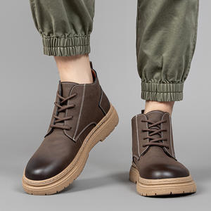 Bottes de travail décontractées en cuir véritable imperméables et confortables pour l'hiver, unisexes, avec semelle intercalaire en fourrure - Product Image 3