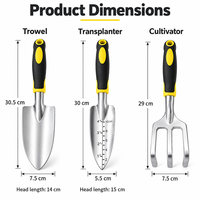Ensemble d'outils de jardinage robustes 3 pièces avec poignée ergonomique en acier inoxydable : truelle, râteau et transplanteur pour le jardinage
