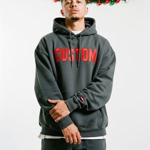 定制标志高品质设计师时尚棉重量级超大套头衫男式连帽衫 - Product Image 1