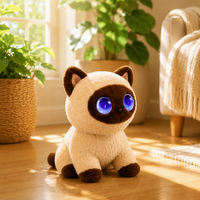 Ses Kontrollü Dil Öğrenme Özellikli 20cm Gerçekçi Kürklü CE Sertifikalı Yavru Kedi Peluş Oyuncak Anksiyete Giderici Peluş Oda Dekorasyonu