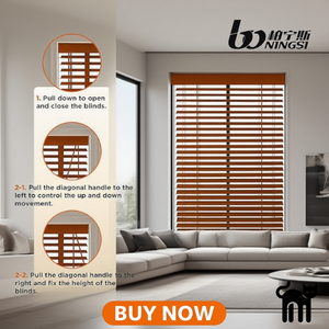 Оптовая продажа, автоматические деревянные жалюзи, толстые Искусственные деревянные горизонтальные роликовые шторы, встроенные электрические для отелей, Бесплатная веревка - Product Image 4