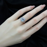Prêt à expédier - Bague pour femme en argent S925 avec moissanite ovale de 3 carats couleur D VVS pour mariage et fiançailles - Bande de moissanite