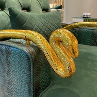 Chaise de canapé simple de conception classique-Dossier de boucle de luxe, accoudoir de serpent d'or, loisirs pour la chaise