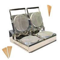 Machine à gaufres électriques à double tête antiadhésive pour cornets de crème glacée, machine à gaufres au sirop avec certification CE