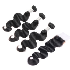Lot de 3 Bundles de Cheveux Humains Vierges Brésiliens Ondulés Naturels avec Fermeture Frontale en Dentelle – Vente en Gros - Product Image 3