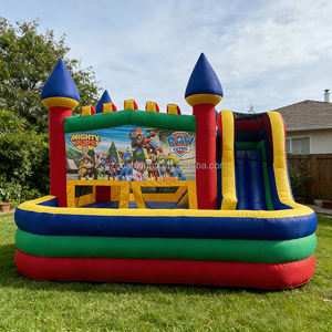Château gonflable commercial extérieur pour enfants, thème dessin animé <span class=keywords><strong>Patrouille</strong></span>, avec toboggan, <span class=keywords><strong>piscine</strong></span> à balles et souffleur - Product Image 3