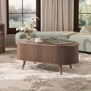 <span class=keywords><strong>Mesa</strong></span> <span class=keywords><strong>de</strong></span> <span class=keywords><strong>Centro</strong></span> Moderna <span class=keywords><strong>de</strong></span> Madera <span class=keywords><strong>de</strong></span> <span class=keywords><strong>Nogal</strong></span> <span class=keywords><strong>Oscuro</strong></span> con Tapa Elevable y Almacenamiento Oculto, <span class=keywords><strong>Mesa</strong></span> <span class=keywords><strong>de</strong></span> Salón con Diseño Acanalado - Product Image 4