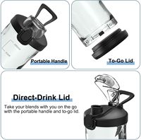 Blender portable 150W 600ml 20oz 6 lames rechargeable, blender personnel pour smoothies, milkshakes, broyeur de glace, utilisation en extérieur