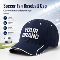 Casquette de baseball personnalisée pour supporters de football, avec logo brodé, chapeau de sport, vente en gros, couleur d'équipe, visière incurvée pour les événements de match.