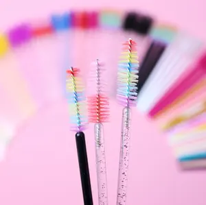 Fabricação De Cílios Descartável Rainbow-colored Glitter Mascara Wands Maquiagem Escova Para Extensão De Cílios