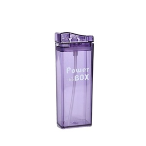 Square Plastic Water Bottle for Water Bottles to Drink with Rope Transparent or Frosted Sport Simple Style
