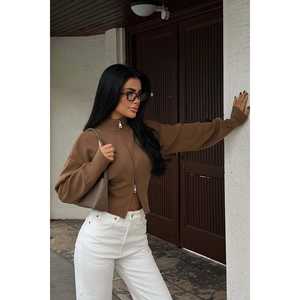 Cárdigan de Punto con Doble Cremallera Mink Balboa, Diseño Sólido y Estampado para Primavera, Verano, Otoño e Invierno - Product Image 5