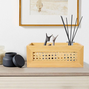 Juego de 3 Cestas de Almacenamiento de Bambú con Asas, Organizador Rectangular de Escritorio para Uso en el Hogar y la Oficina, Capacidad de 12L - Product Image 4