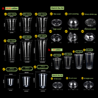 Vente en gros d'usine gobelets en plastique jetables transparents pour jus de fruits, lait, thé, café, boisson froide, gobelet en plastique avec couvercle en arc