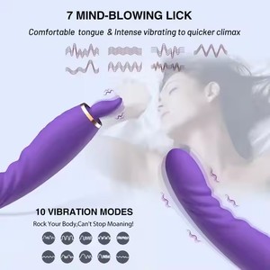 3 IN1 seno pompa capezzolo clitorideo leccatura succhiare giocattolo G Spot vibratore lingua vibrante orale per adulti giocattoli del sesso per le donne Dildo - Product Image 4