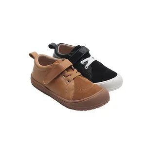 Babyhappy patente venta al por mayor minimalista transpirable cuero Casual ergonómico niños zapatos descalzos para niño Unisex