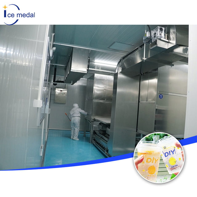 Full Automatic Edible Ice Cup Ice Bag Production Line with Ice Machine, Ice Storage, Conveying, and Automatic Packing System