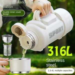 กระติกน้ำสแตนเลส Qihu 316L ขนาดใหญ่ เก็บความร้อน-เย็น สำหรับใช้กลางแจ้ง รถยนต์ ชงชาได้ - Product Image 1