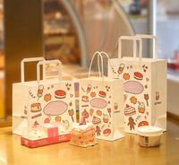 Sacs en papier kraft avec poignées, sacs cadeaux pour desserts, pains, gâteaux, pâtisseries, sacs d'emballage à emporter pour les cupcakes, pour les salons de thé