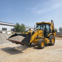 Chargeuse-pelleteuse multifonctionnelle 4x4 avec pelle avant et excavatrice arrière pour usage agricole et de construction
