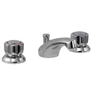 Robinet thermostatique Artos à double poignée, design moderne, mitigeur de lavabo à trois trous avec bonde escamotable, finition brossée - Product Image 1