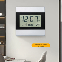 Horloge numérique personnalisée avec logo, support de table, écran LCD, réveil, calendrier, grand écran, horloge de bureau avec affichage de la température et minuteur de compte à rebours