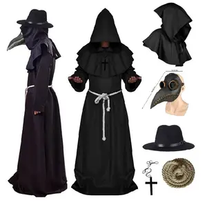 Medieval monk costume robe clothing Halloween cospaly cloak plague doctor bird beak mask cosplay costume anime