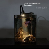Aquarium créatif ultra-clair de style sombre avec fond en verre noir, ensemble complet haut de gamme pour poissons Betta