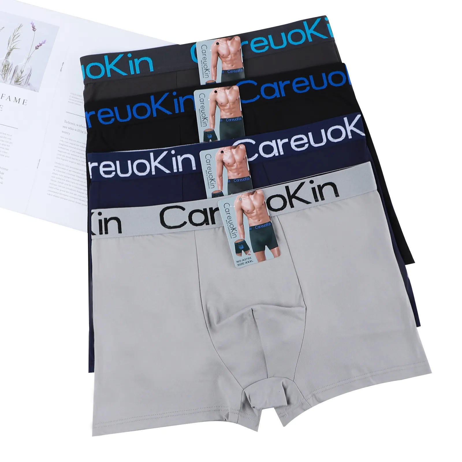 UOKIN – caleçons pour hommes, sous-vêtements OEM, personnalisés, classiques, soie, lait, personnalité, Lion imprimé, boxer, A5755