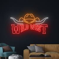Enseigne néon personnalisée « Howdy » pour la décoration de la maison ou de l'entreprise, logo lumineux LED pour bar, fête, style chapeau de cowboy, enseigne néon personnalisée, lumières LED sur mesure