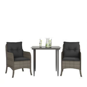 Ensemble de salle à manger de jardin moderne 2 places, mobilier d'extérieur résistant aux intempéries, structure métallique, style osier gris - Product Image 1