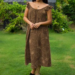 Vestido maxi sin mangas con estampado playero, holgado, hecho a medida, de rayón de alta calidad, estilo hawaiano. - Product Image 2