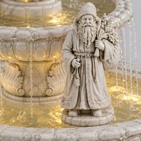 Fontaine d'eau personnalisée en marbre blanc sculpté à la main avec Père Noël et cerf couché pour l'aménagement paysager de villas de luxe