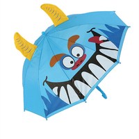 Parapluie droit pour enfants, motif animaux mignons de dessin animé, avec oreilles, protection solaire, LOGO personnalisé, cadre en acier 3D, polyester pongé, 8 baleines en plastique