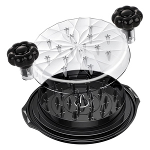 Fourchette à viande de poulet ronde avec base antidérapante, couvercle transparent, logo personnalisé, plastique PP de qualité alimentaire, antiadhésif - Product Image 1