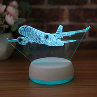 Lampe de nuit LED 3D à illusion optique en forme d'avion, rechargeable par USB, à intensité réglable par toucher, lampe de table, décoration de chambre, cadeau pour enfants, OEM personnalisé